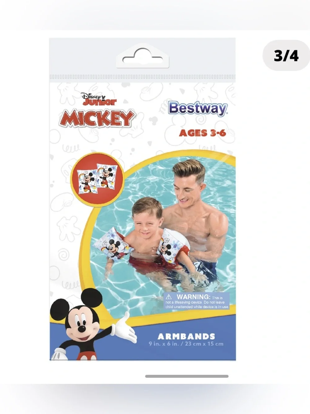 Bestway Disney Mickey Red Kids Arm Bands - Ages 3-6